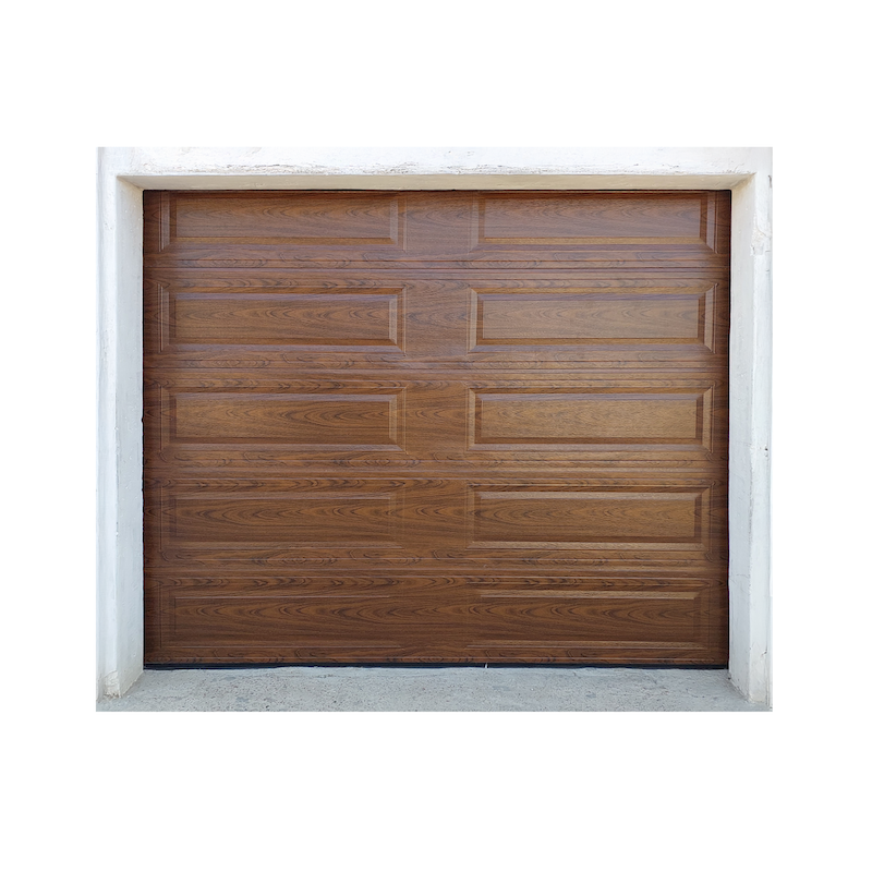 Single Woodlook Chromadek 10-Panel Sectional Garage Door (Brown Finish)